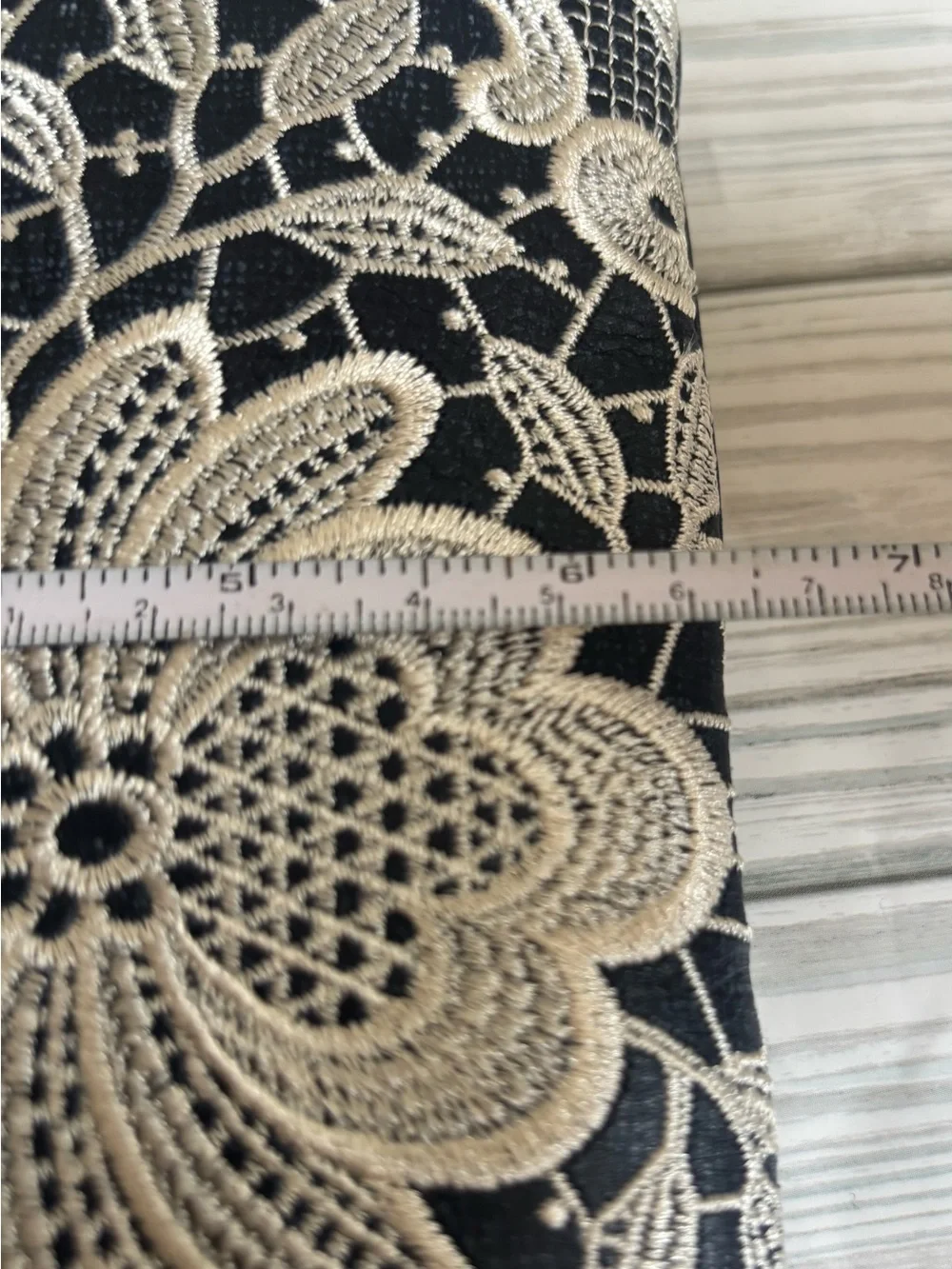 Patricia Nash Embroidered Navy Blue & Ivory Wristlet Clutch